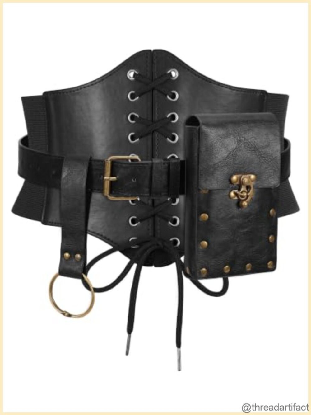 Wide Elastic Corset Belt Medieval Renaissance Waist Pouch PU Leather